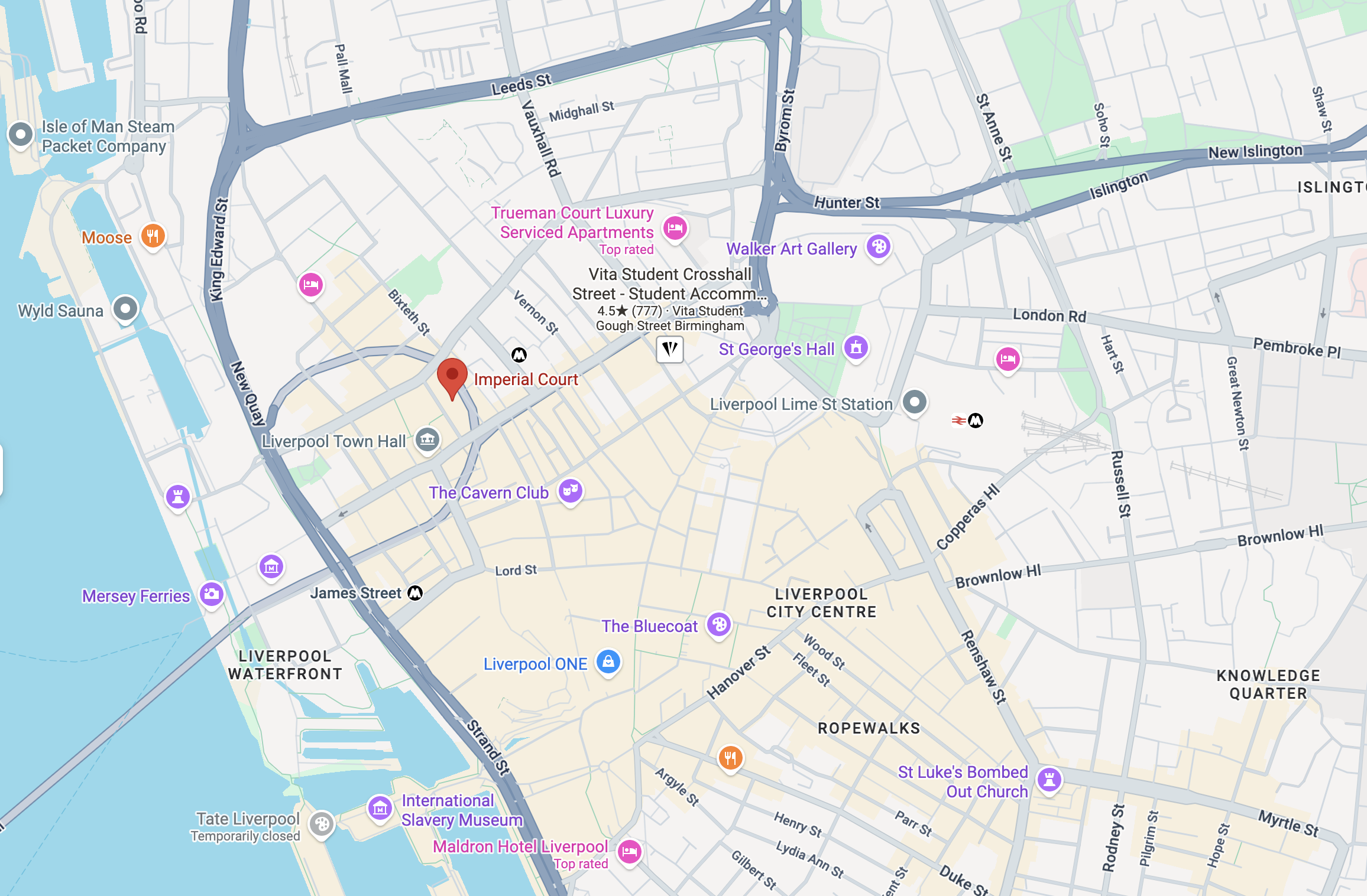 Map showing Imperial Exchange on Exchange Street East, Liverpool L2 3PQ